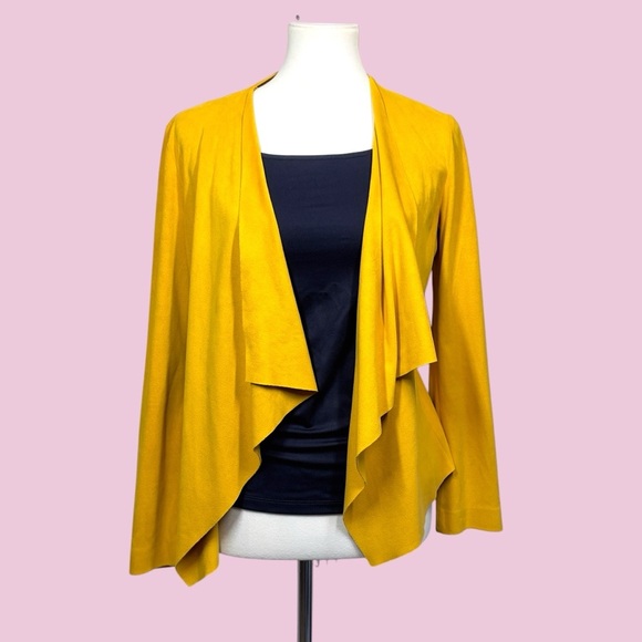 Zara Basics Collection Mustard Yellow Faux Suede Cardigan Small - Picture 1 of 12